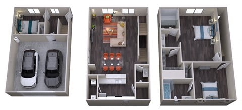 Floor plan for 3 beds, 2.5 baths, 1326 sqft